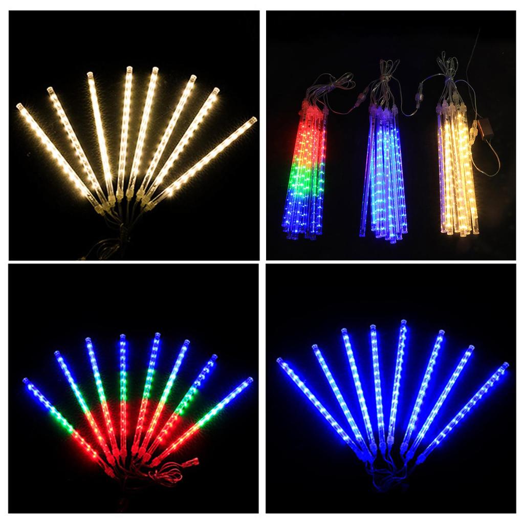 8Pcs/Set Meteor Shower Rain Light Low-Power Consumption Drop Icicle US/EU Plug Wedding Xmas String Fairy Strip Party Lights