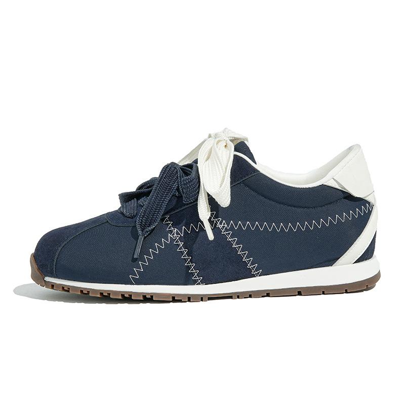 Grape mother~ leather mandarin duck shoelaces German training shoes women's 2025 spring new low-top ballet shoes casual sports shoes