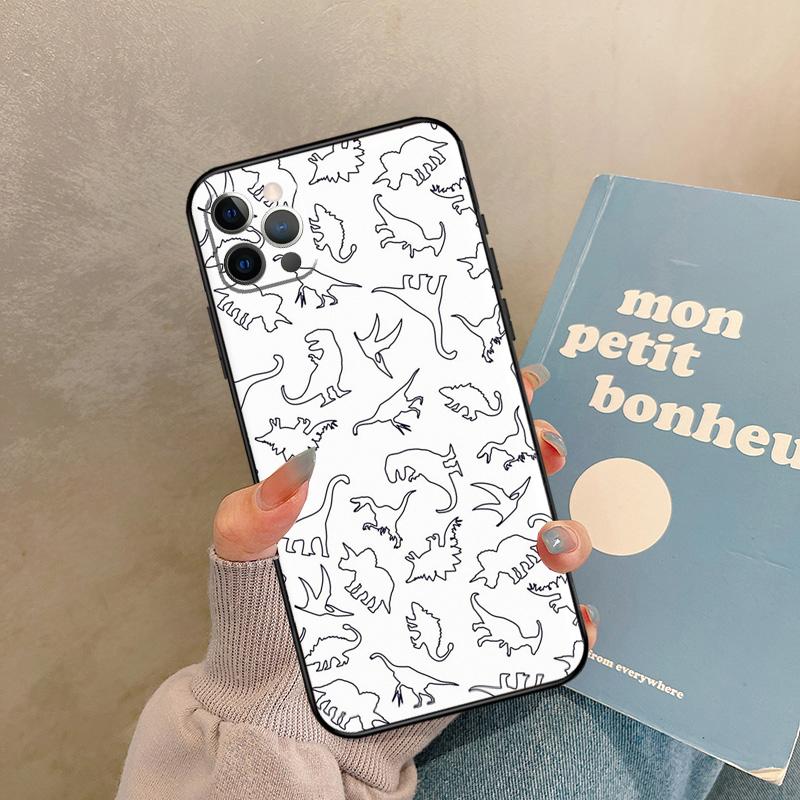 Skeleton Dinosaur Pattern Case For iPhone 17 Air 16 15 14 13 11 12 Pro Max 13 Mini XR 15 16 Plus 16e Back Cover Shell