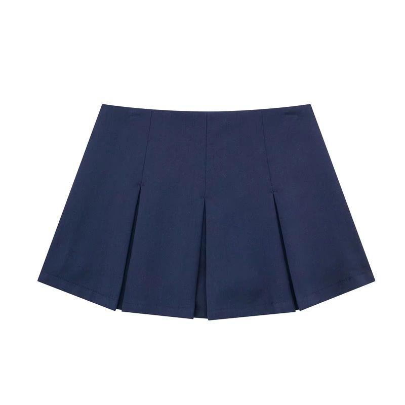 Za Spring New Arrivals Women's Clothing Zr European and American Style Fashion High Waist Slimming Wide Pleated Skirt Mini Skirt 7385524