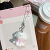 Decorative Pendant Flocking Puppy Shape Keychain Bag Charm with Lanyard Mobile Phone Bag Hanging Ornament
