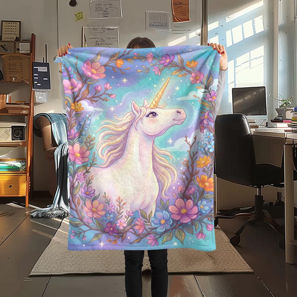 Unicorn Animal Print Flannel Blanket, High Quality Comfortable for All Seasons, Home Decor, Warmth and Comfort, Perfect for Christmas Gifts138
