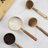 Set of 8 Baking Tool Set Stainless Steel Measuring Cups Measuring Spoons Wood Handle Kitchenwares for Coffee Powder