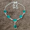 Green Jade Gemstone Handmade 925 Sterling Silver Jewelry Necklace 18" KKG-396