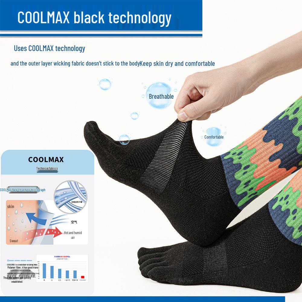Coolmax Five-Toe Mid-Calf Socks for Men & Women - Perfect for Summer Hiking, Trekking, Marathon, and Trail Running