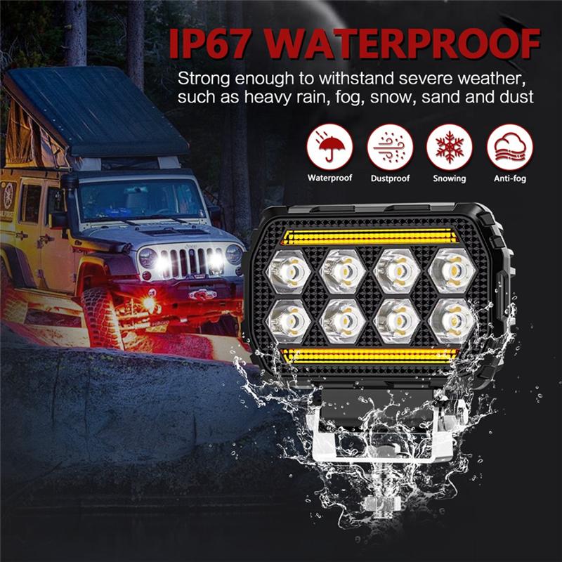 4.5 Inch LED Work Light DRL Daytime Running Light Spotlights Off-Road Lights Yellow+White Light For Trucks UTV ATV Car