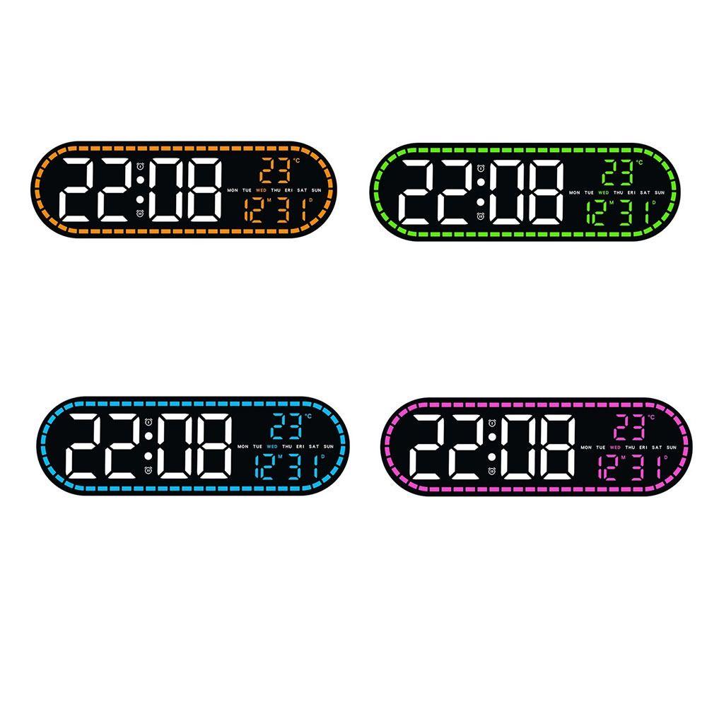 Temperature Display Electronic Wall Clock Date Display 12/24H Display Digital LED Clock Brightness Adjustment Calendar Display