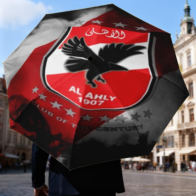 1PC Ahly Football club Printed Umbrella Folding umbrella, automatic umbrella 8-Frame for Travel, camping Fan gifts Christmas Gifts