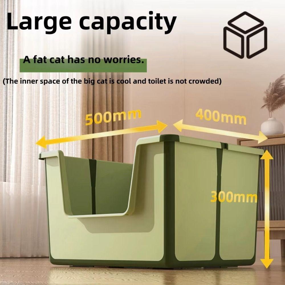 High Sides Collapsible Travel Cat Toilet Splashproof Semi-Closed Litter Box with Scoop  Home