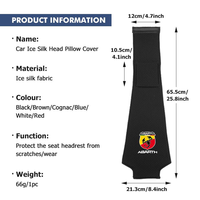 Car Ice Silk Headrest Cover Neck Storage Pillowcase Accessories For Abarth FIAT 500 Ducato Stilo Palio UNO Astra Bravo Tipo