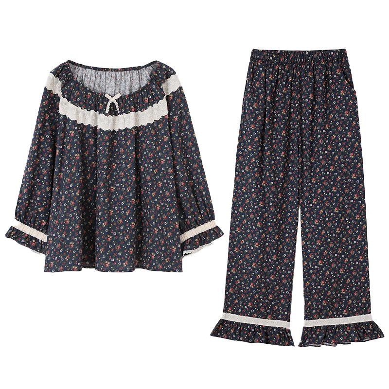 Pajamas Women'S Pure Cotton Long-Sleeved Women'S Autumn And Winter Cotton Thin Large-Size Loungewear