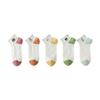 5 Pairs of Women's Pure Color Spring Summer Thin Embroidered Short Tube Boat Socks