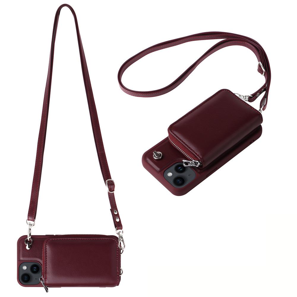 Crossbody Zipper Cards Solt Wallet Leather Book Case For iPhone 16 Pro Max 15 Plus 14 13 12 11 Long Lanyard Bag Detachable Cover