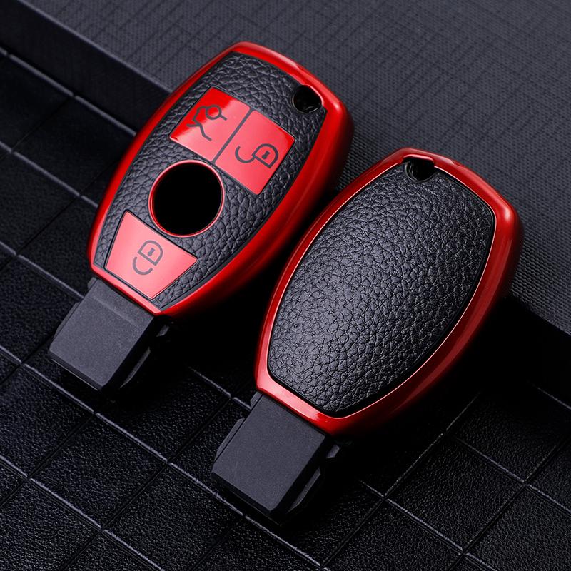 Leather Car Key Case Fashion TPU Car Key Cover Fit for Benz a B C E G K R S Class Smart Remote Key Case Protector