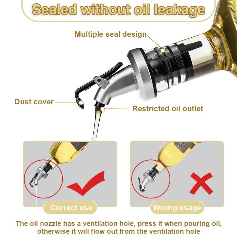 Oil Bottle Stopper Cap Sauce Nozzle Dispenser Sprayer Lock Wine Pourer  Liquor Leak-Proof Plug Bottle Stopper Kitchen Tool