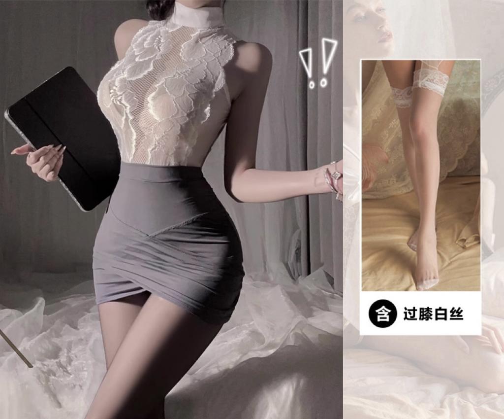 Domila's New Stewardess Secretary Hip Skirt Is Passionate and Seductive, Sexy Hollow Uniform, No Small Chest Open Uniform