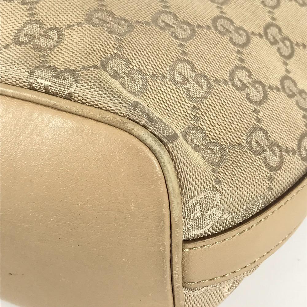 Gucci 73885 GG Logo Bucket-shaped Shoulder Bag GGCanvas/Leather Beige