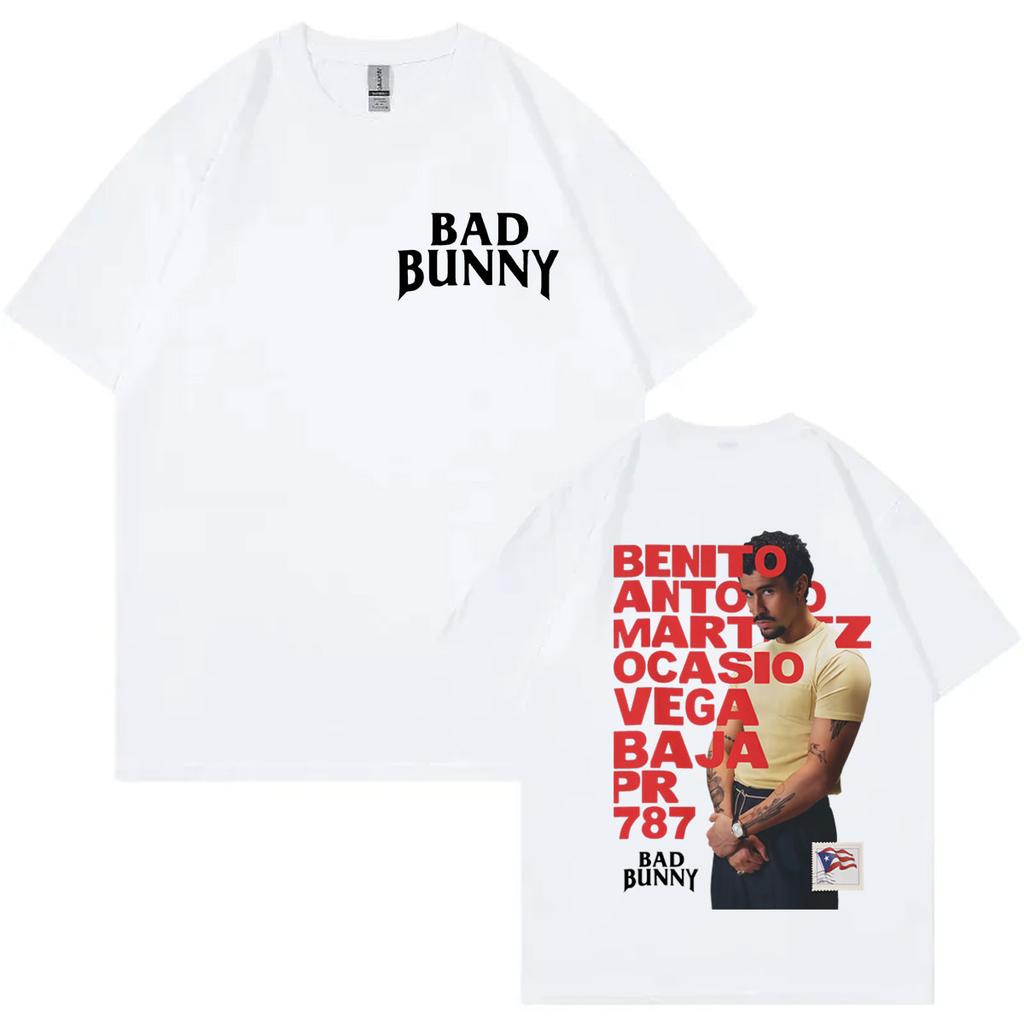 Rapper Bad Bunny Merch T Shirt Fashion Hip Hop Vintage Short Sleeve Tshirts Men Women Clothing Casual Cotton Tshirt Streetwear