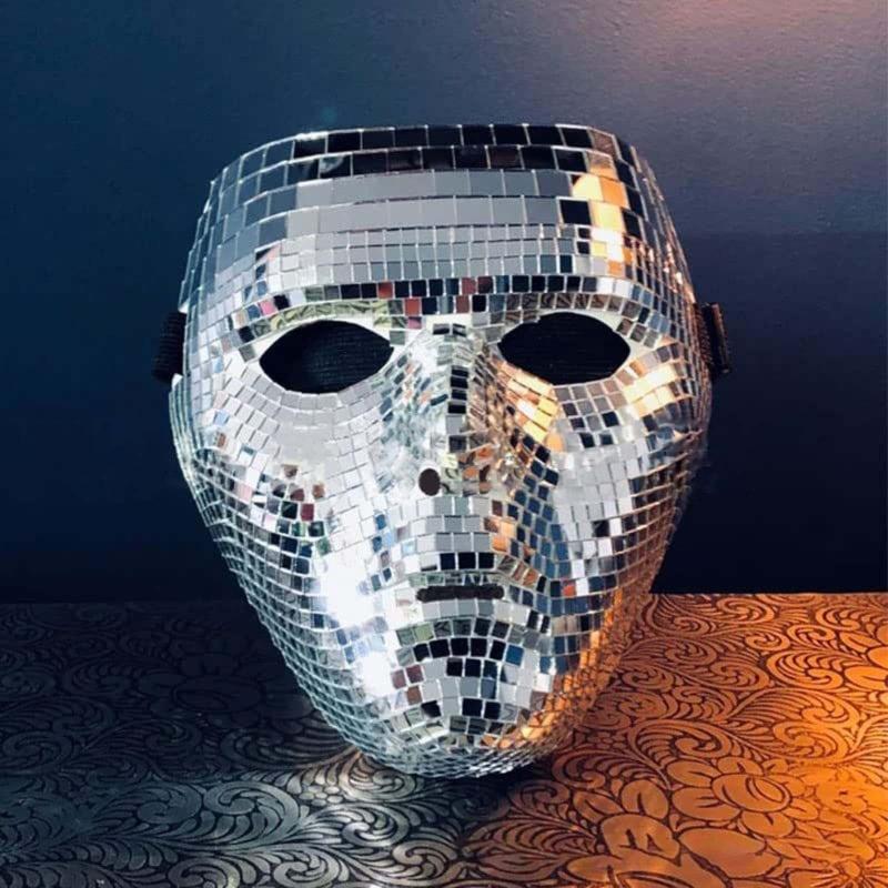 Glitzernde Diskokugel-Maske Halloween-Maske Cosplay Verkleidungskostüm Requisiten für Frauen Männer Halloween Maskerade Party Kostüme