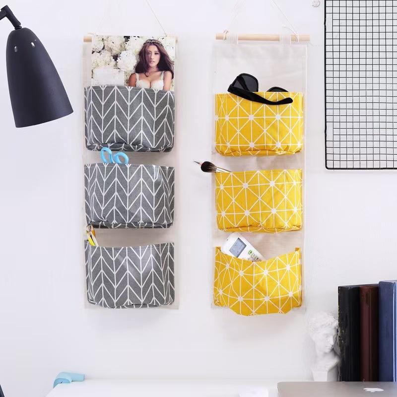 1pc/2pcs Wall-Mounted Storage Bag Bedside Dormitory Organizer Hanging Storage Bag