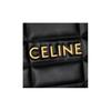 Celine Gold Logo Quilted Chain Handbag Calfskin Top Handle Clutch Small Size Women's Black