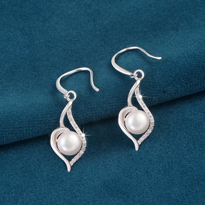 S925 Sterling Silver Baguette Pearl Dangle Earrings for Women - High-End Fashionable Water Drop Slimming Design (2026)