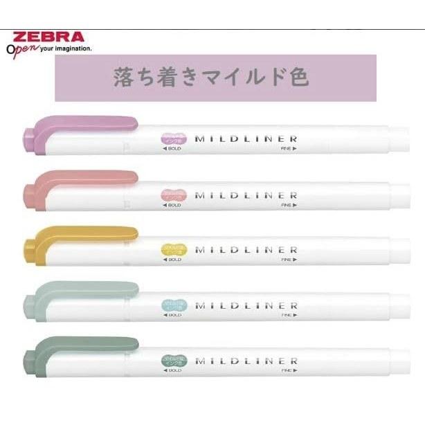 Zebra Line Marker Mildliner 5 Color Set WKT7-5C 3 Types Gentleness Natural Calm + Lokoneko Card