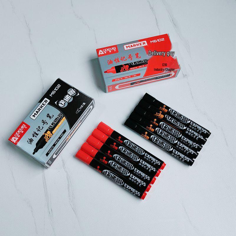 Large Capacity 10-Pack Single Round-tip Marker Pens for Line Marking and Journals