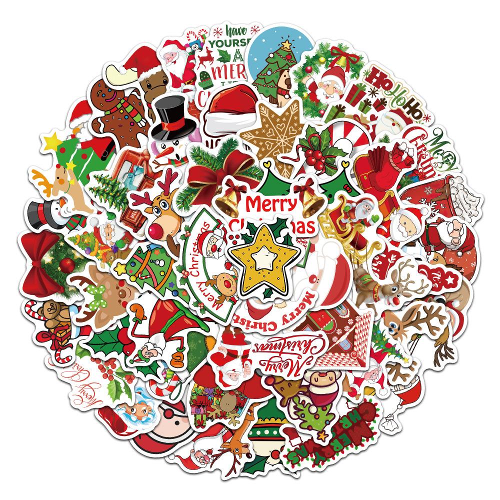 Various 50 Cartoon Christmas Doodle Stickers Decorate Guitar Notebook Suitcase DIY