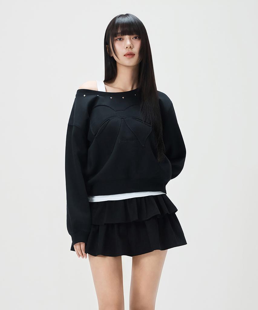 MIXXO Brushed Studded One-Shoulder Sweatshirt Re Lwfv49A_Miwlwg12Qa