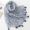 Luxury Women Viscose Scarf Four Seasons Available Designer Shawl Cotton Linen Feeling Tassel Pashmina Muslim Hijab Wrap Floral