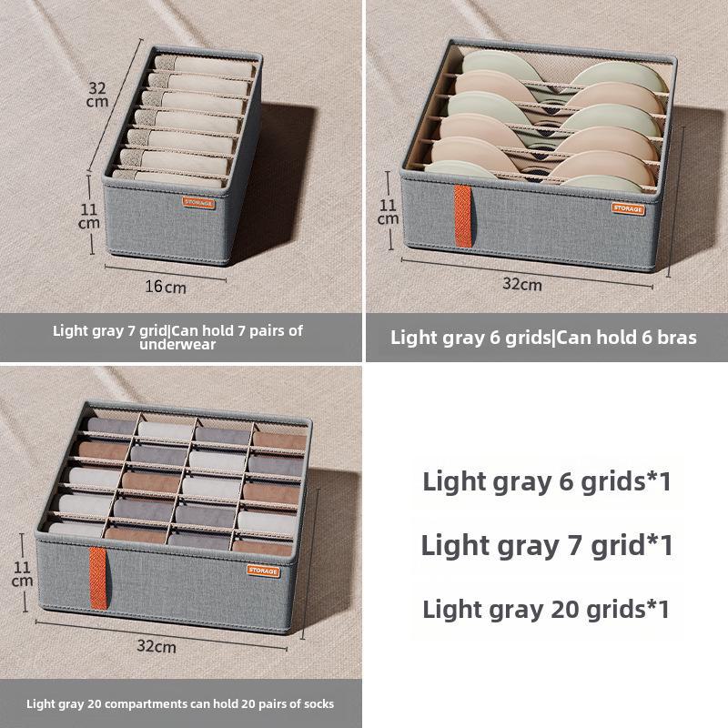 

Ящик для хранения нижнего белья и носков для дома и общежития 20 grids for socks светло-серый