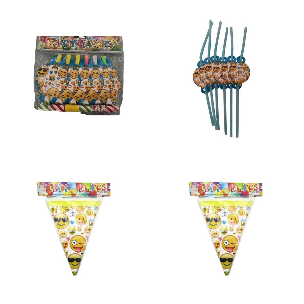 Emoji Party Tableware Set With Disposable Plates Cups Napkins And Tablecloth For Holiday Celebrations