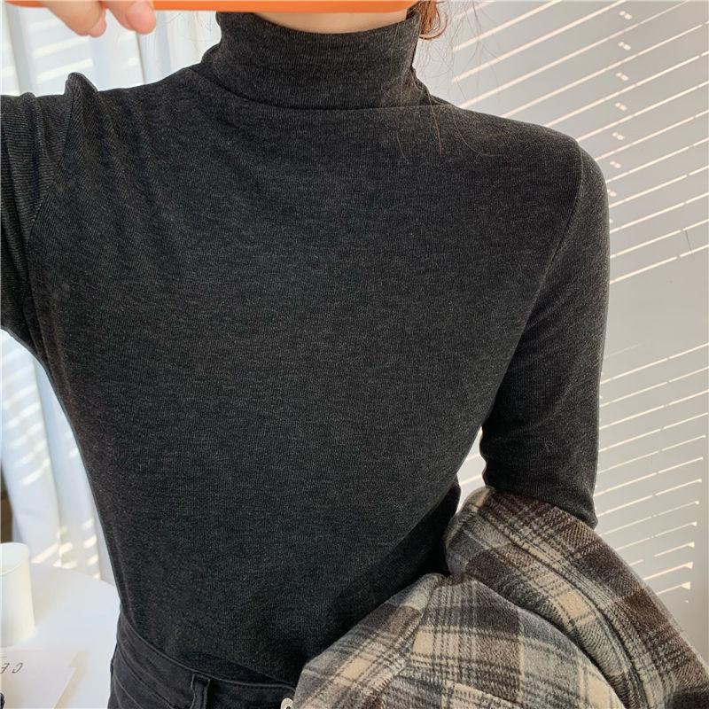 Women's Imitation Lambswool Inner Wear: 2025 Style, Autumn/Winter Base Layer, Half-High Neck, Long Sleeve Top