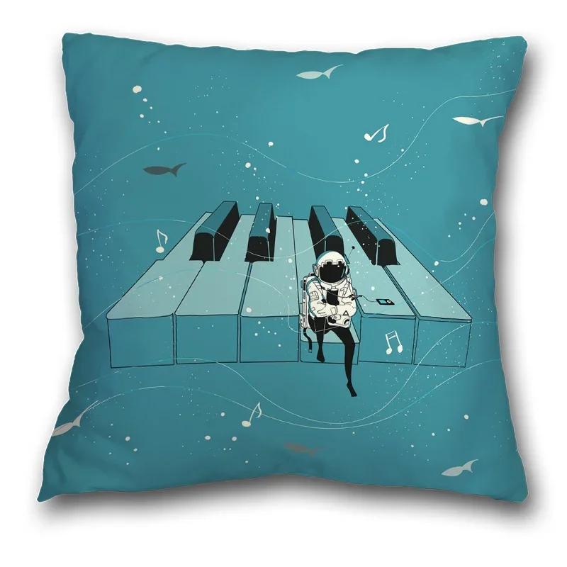 45x45cm Creative Spaceman Astronaut Ocean Blue Square Pillow Cover Living Room Sofa Office Seat Cushion  Home Decoration