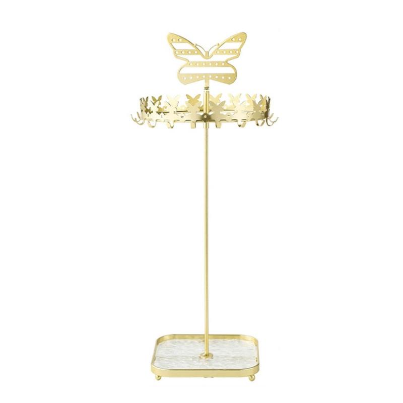 

Metal Butterfly Jewellery Holder Display Stand with Tray Hanging Organizer Tower Rack Storage for Necklace Earrings золотой