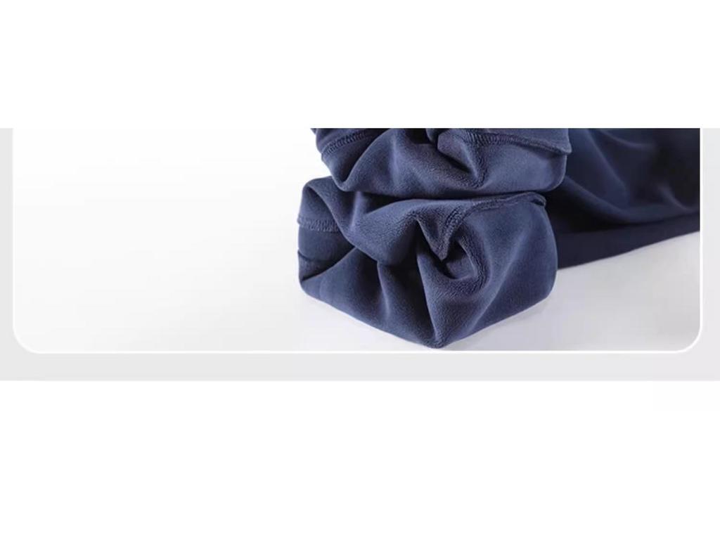 Women's Dark Blue Fleece-Lined Windproof Harem Sweatpants - Loose, Cuffed, Thick, and Warm for Autumn and Winter