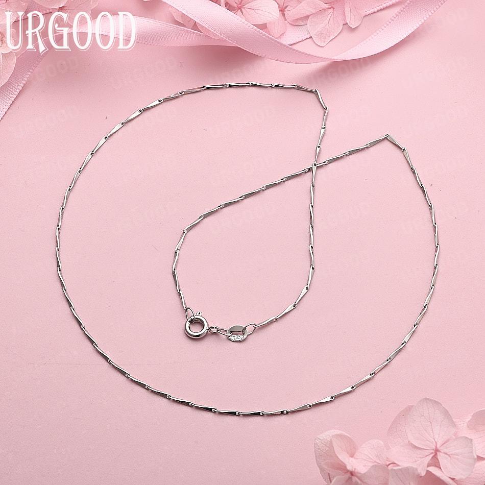 925 Sterling Silver Bamboo Chain Fashion Necklace Wedding Jewelry