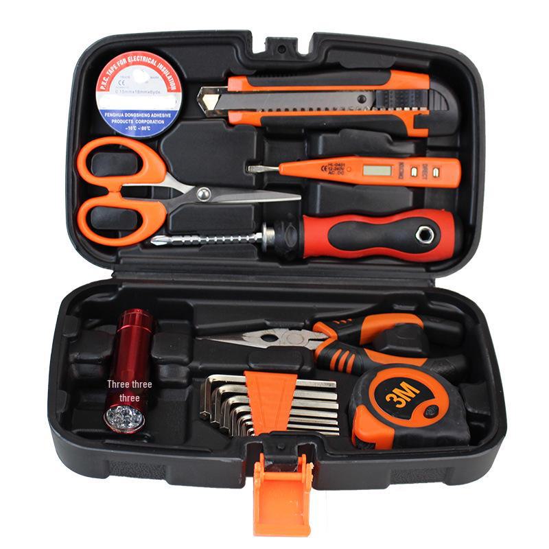 Household Hardware Tool Set: Electric & Impact Drill Combo with Toolbox for Vehicle Repair