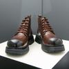 Modische Herren Business Stiefeletten Schwarz Braun Lack Dicke Sohle Wasserdichte Stiefel Schnürung Business Mode Chelsea Boots Größe 38-45