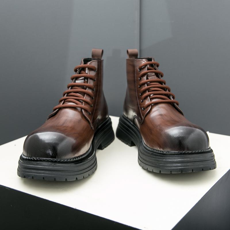 Modische Herren Business Stiefeletten Schwarz Braun Lack Dicke Sohle Wasserdichte Stiefel Schnürung Business Mode Chelsea Boots Größe 38-45