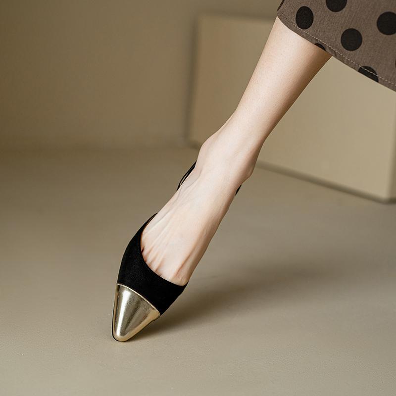Women's High-heeled Sandals Summer Small Fragrant Style Pointed Thin Heel Color Matching Large-size Sandals
