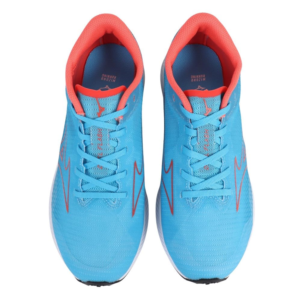 Mizuno Duel Flash Running Shoes, Lightweight, Cushioned, Track and Field, Men's, Light Blue x Coral, Size 25.5 cm, 2E