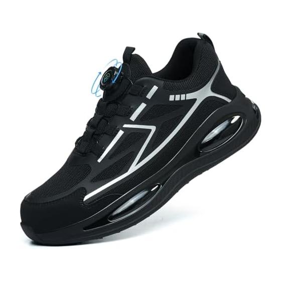 [Aoop] Men s Safety Shoes, Dial Type Work Shoes, Stylish, Steel Toecap, Lightweight, Breathable, Slip Resistant, Abrasion Resistant, Safety Shoes,