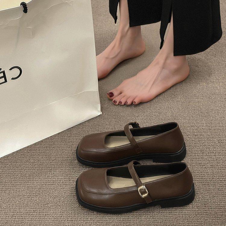Mary Jane women's shoes 2025 new summer French platform loafers versatile single shoes British style square head small leather shoes