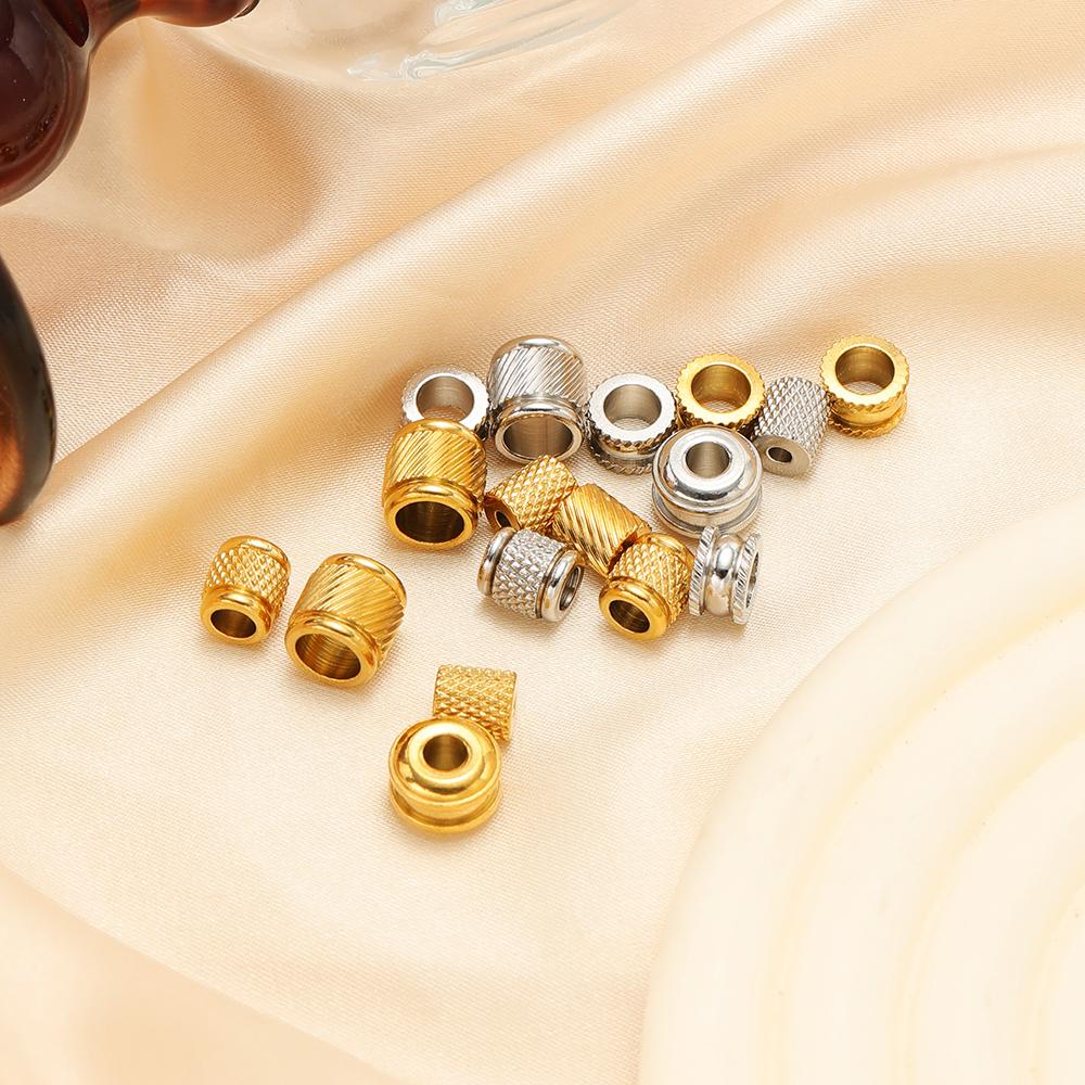 20Pcs Stainless Steel Gold Color Cylinder Bead Loose Spacer Beads for DIY Jewelry Beaded Necklace Supplies Bracelets Accessories
