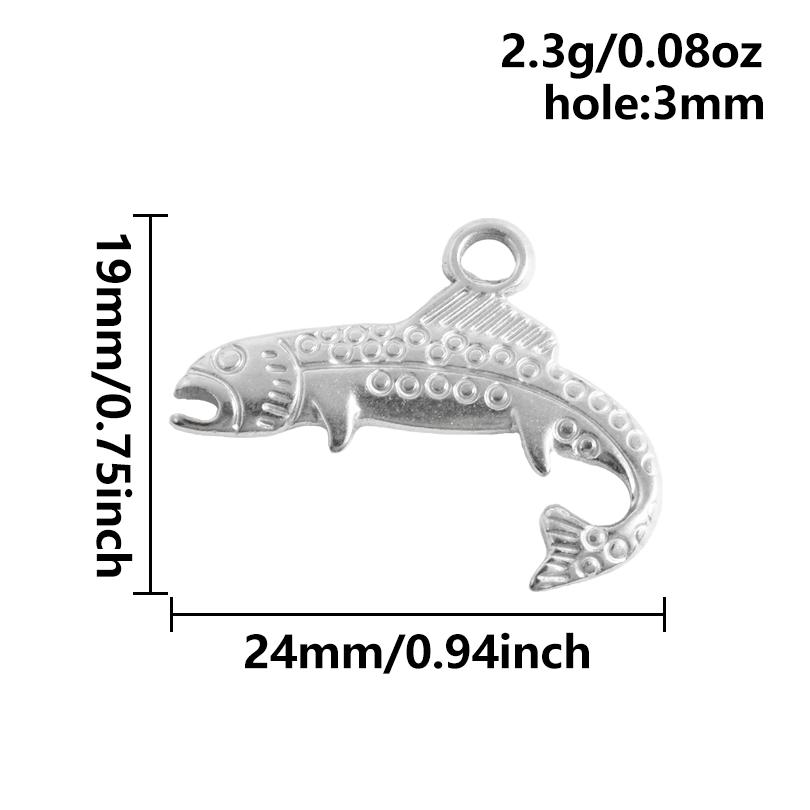 6pcs Different Bone Tail Fish Charm Ocean Animal Pendants Stainless Steel Charms For Jewelry Making Supplies Handmade Materials