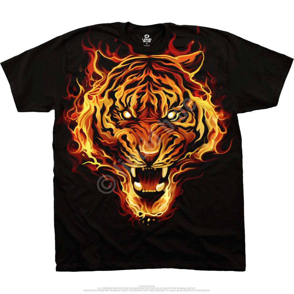

Черная футболка унисекс Dark Fantasy Fire Tiger