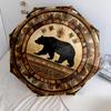 Retro Bear Pattern, Automatic Folding Umbrella, Portable and Foldable Design, 8 Ribs, a Christmas or Birthday Gift.
