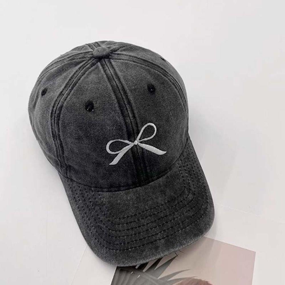 Baseball Hat Bowknot Baseball Hat Embroidery Peaked Cap Retro Embroidery Bow Baseball Cap Sports